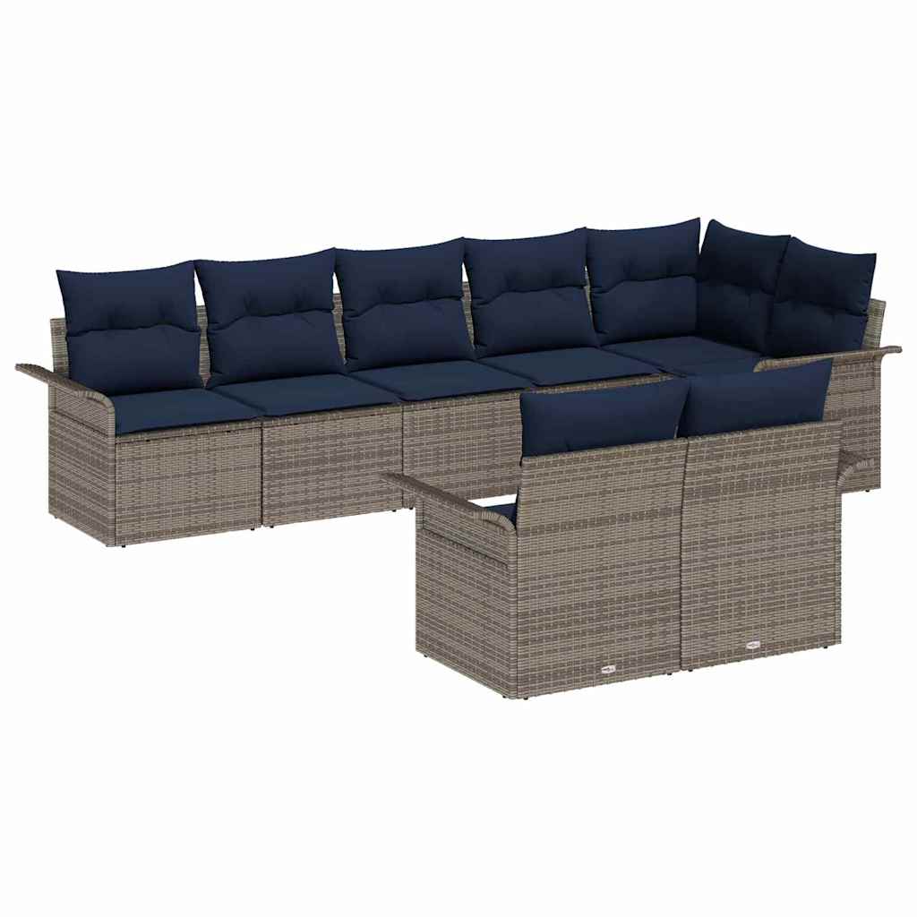 Conjunto de sofá de jardín 8 pcs Gris ratán sintético