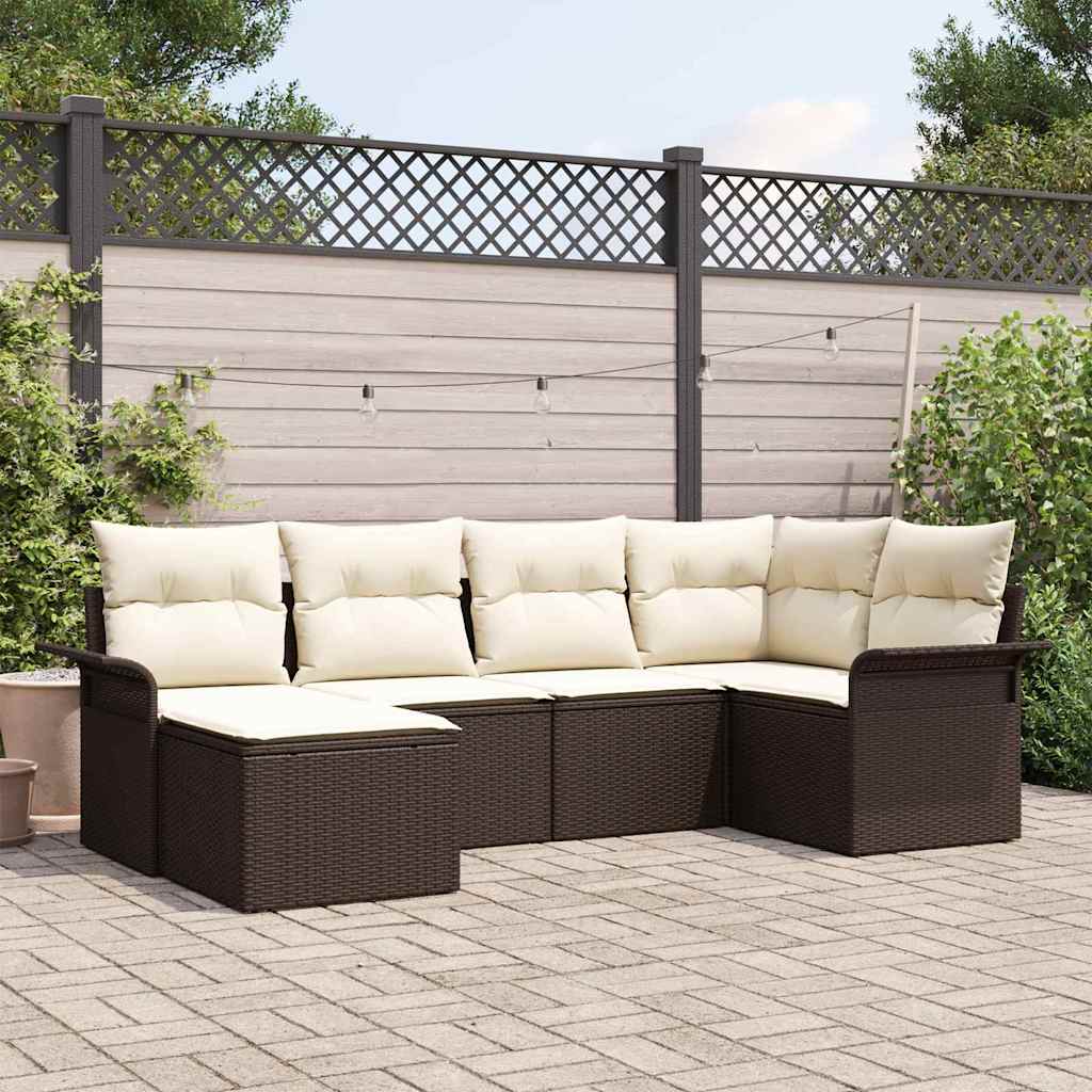 Conjunto de sofá de jardín con cojín 6 pcs Beige Poliratán
