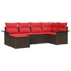 Conjunto de sofá de jardín 6 pcs Marrón ratán sintético