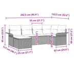 Conjunto de sofá de jardín 6 pcs Marrón ratán sintético