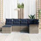 Conjunto de sofá de jardín 6 pcs Gris ratán sintético