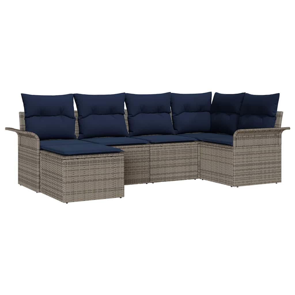 Conjunto de sofá de jardín 6 pcs Gris ratán sintético