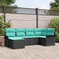 Conjunto de sofá de jardín 6 pcs Negro ratán sintético