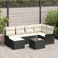 Conjunto de sofá de jardín 7 pcs Negro ratán sintético