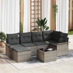 Conjunto de sofá de jardín 7 pcs Gris ratán sintético