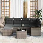 Conjunto de sofá de jardín 7 pcs Gris ratán sintético