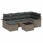 Conjunto de sofá de jardín 7 pcs Gris ratán sintético