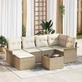Conjunto de sofá de jardín 7 pcs Beige ratán sintético