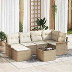 Conjunto de sofá de jardín 7 pcs Beige ratán sintético