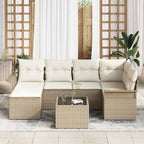 Conjunto de sofá de jardín 7 pcs Beige ratán sintético