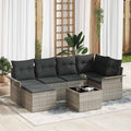 Conjunto de sofá de jardín 7 pcs Gris Claro ratán sintético