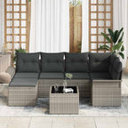 Conjunto de sofá de jardín 7 pcs Gris Claro ratán sintético