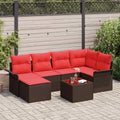 Conjunto de sofá de jardín 7 pcs Marrón ratán sintético