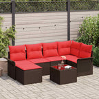 Conjunto de sofá de jardín 7 pcs Marrón ratán sintético