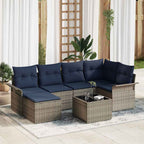 Conjunto de sofá de jardín 7 pcs Gris ratán sintético
