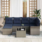 Conjunto de sofá de jardín 7 pcs Gris ratán sintético
