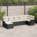 Conjunto de sofá de jardín 7 pcs Negro ratán sintético