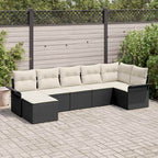 Conjunto de sofá de jardín 7 pcs Negro ratán sintético