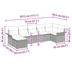 Conjunto de sofá de jardín 7 pcs Negro ratán sintético