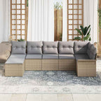 Conjunto de sofá de jardín 7 pcs Beige ratán sintético