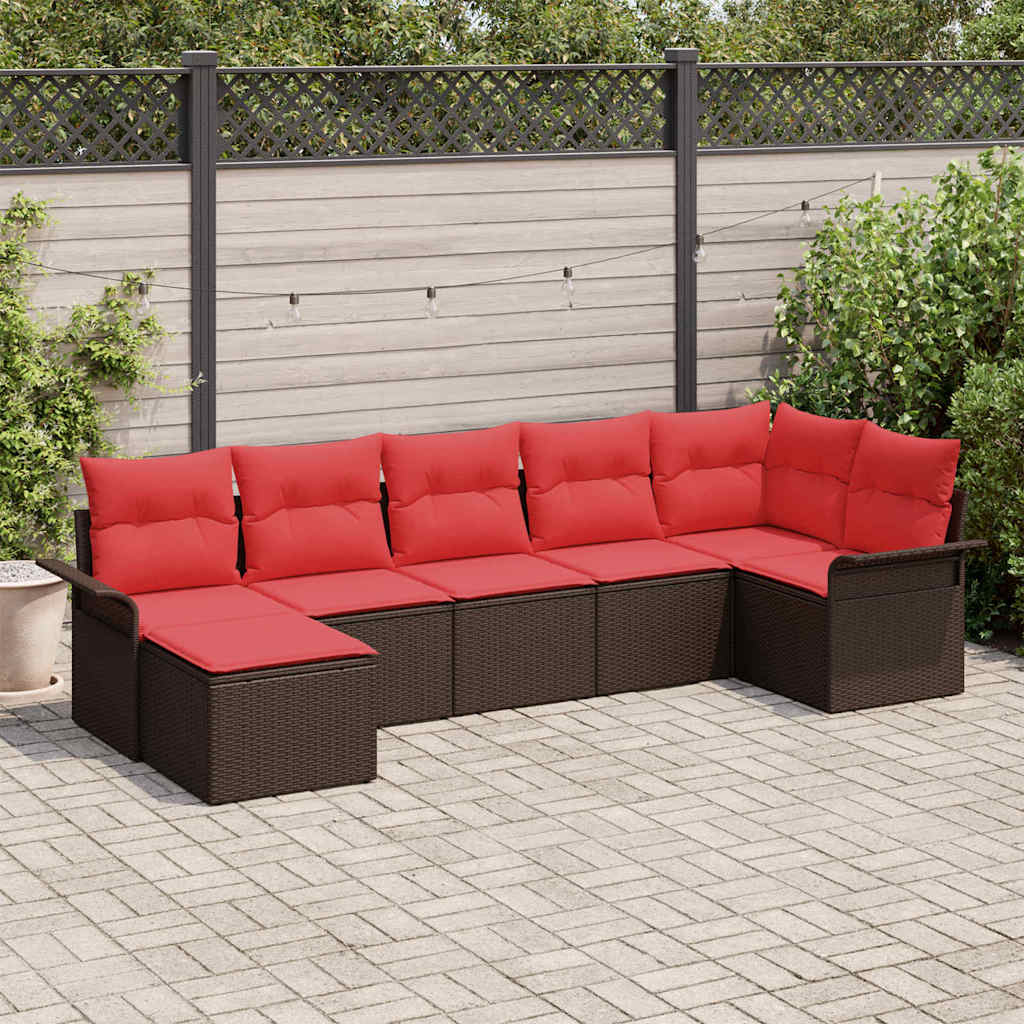 Conjunto de sofá de jardín 7 pcs Beige ratán sintético