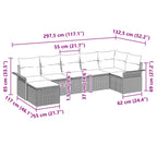 Conjunto de sofá de jardín 7 pcs Gris Claro ratán sintético