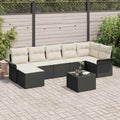 Conjunto de sofá de jardín 8 pcs Negro ratán sintético