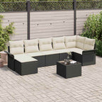 Conjunto de sofá de jardín 8 pcs Negro ratán sintético
