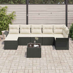 Conjunto de sofá de jardín 8 pcs Negro ratán sintético