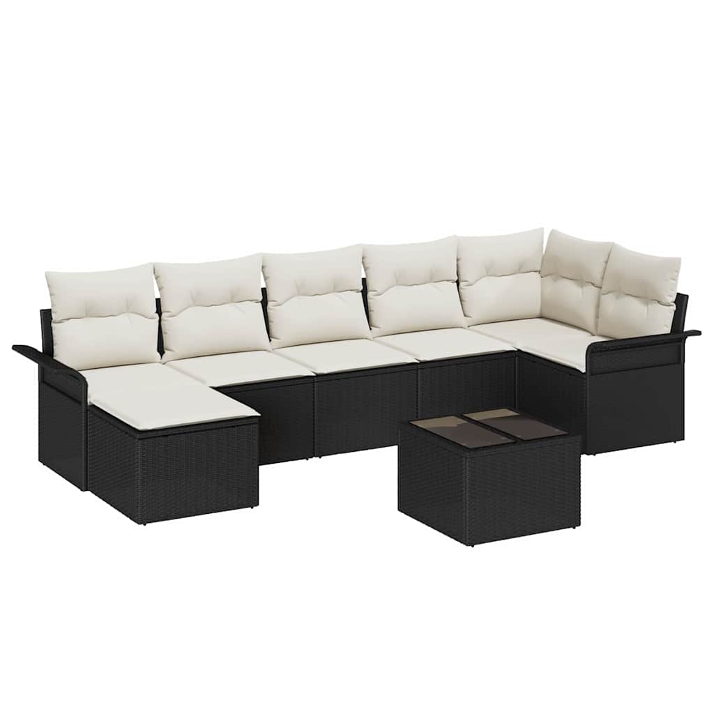 Conjunto de sofá de jardín 8 pcs Negro ratán sintético
