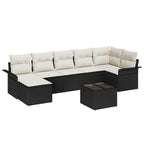 Conjunto de sofá de jardín 8 pcs Negro ratán sintético
