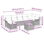 Conjunto de sofá de jardín 8 pcs Negro ratán sintético