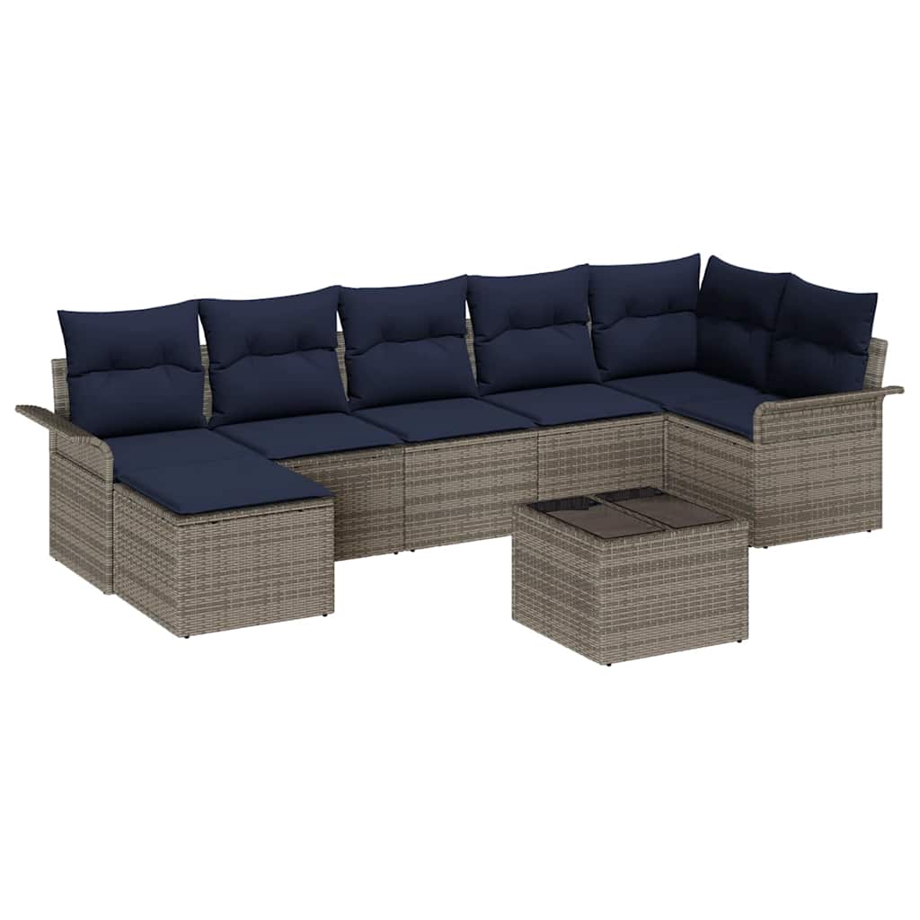 Conjunto de sofá de jardín 8 pcs Gris ratán sintético