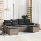 Conjunto de sofá de jardín 6 pcs Gris ratán sintético