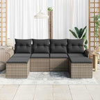 Conjunto de sofá de jardín 6 pcs Gris ratán sintético