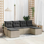 Conjunto de sofá de jardín 6 pcs Gris Claro ratán sintético