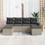 Conjunto de sofá de jardín 6 pcs Gris Claro ratán sintético