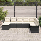 Conjunto de sofá de jardín con cojín 8 pcs Negro Poliratán