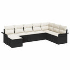 Conjunto de sofá de jardín con cojín 8 pcs Negro Poliratán