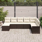 Conjunto de sofá de jardín con cojín 8 pcs Marrón Poliratán
