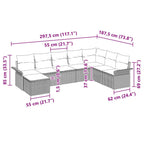 Conjunto de sofá de jardín con cojín 8 pcs Gris Poliratán