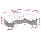Conjunto de sofá de jardín con cojín 8 pcs Negro Poliratán