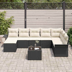 Conjunto de sofá de jardín con cojín 9 pcs Marrón Poliratán
