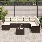 Conjunto de sofá de jardín con cojín 9 pcs Gris Poliratán
