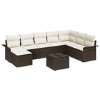 Conjunto de sofá de jardín con cojín 9 pcs Gris Poliratán
