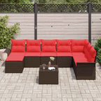Conjunto de sofá de jardín con cojín 9 pcs Marrón Poliratán