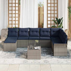 Conjunto de sofá de jardín con cojín 9 pcs Gris Poliratán