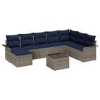 Conjunto de sofá de jardín con cojín 9 pcs Gris Poliratán