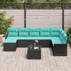 Conjunto de sofá de jardín con cojín 9 pcs Negro Poliratán