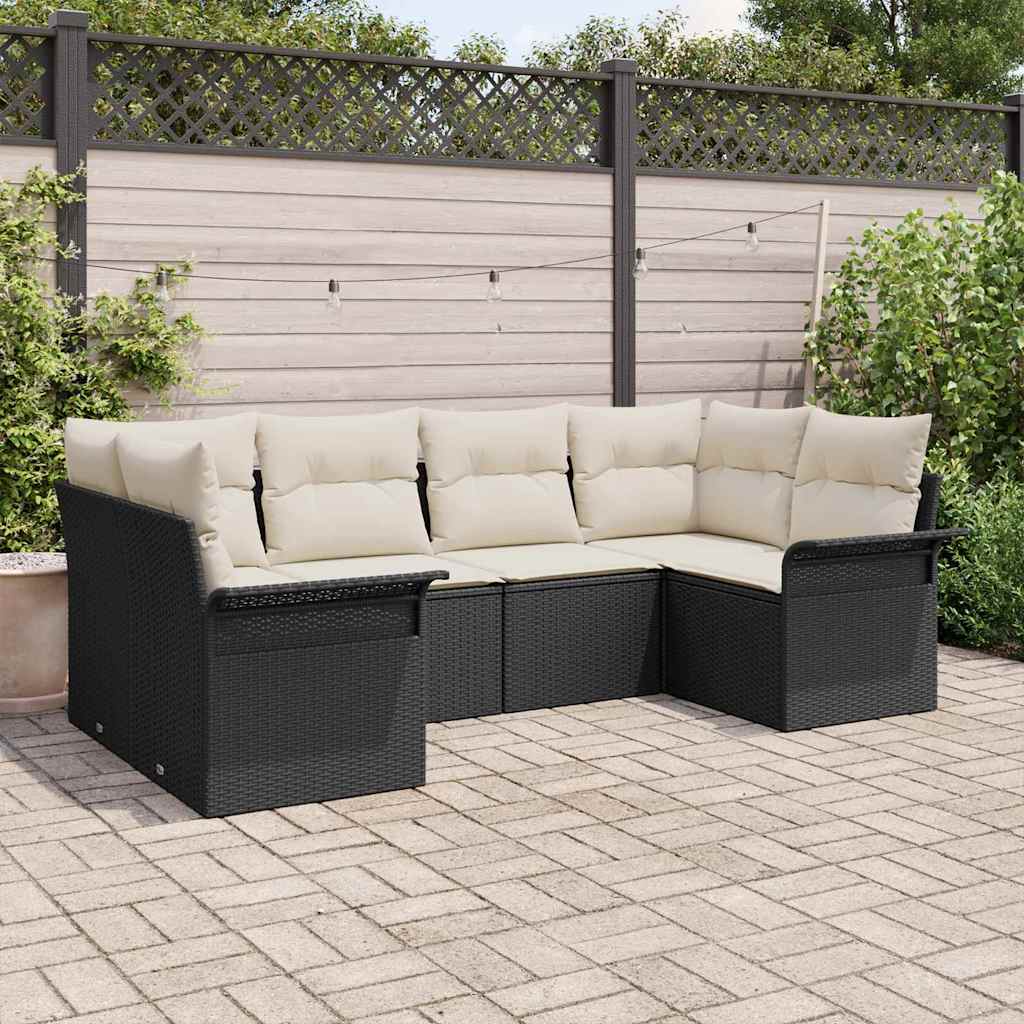 Conjunto de sofá de jardín 6 pcs Marrón Poliratán